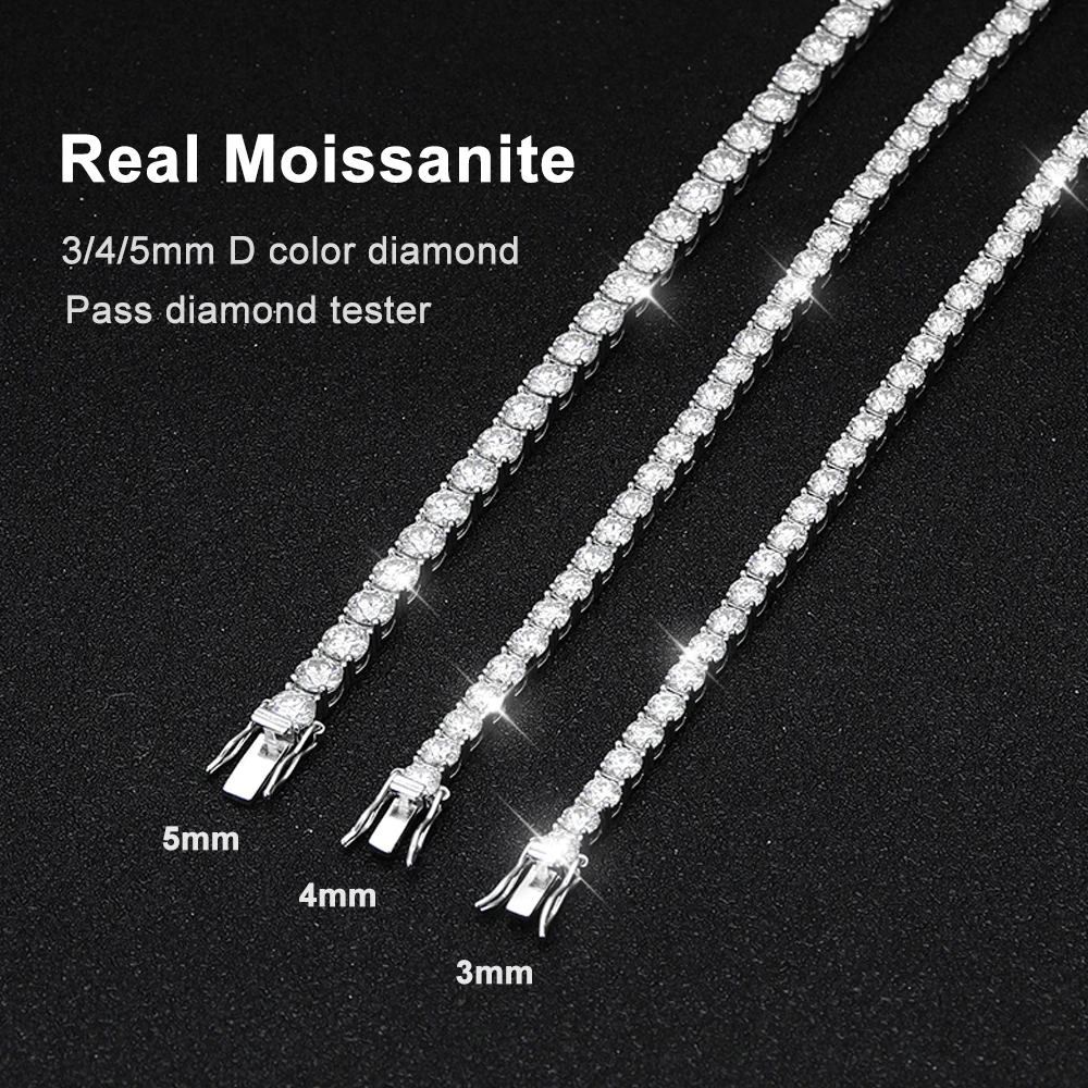 Factory Price D VVS1 Moissanite Tennis Bracelet 925 Sterling Silver Single Row Classics with GRA Bracelets for Women Man Jewelry