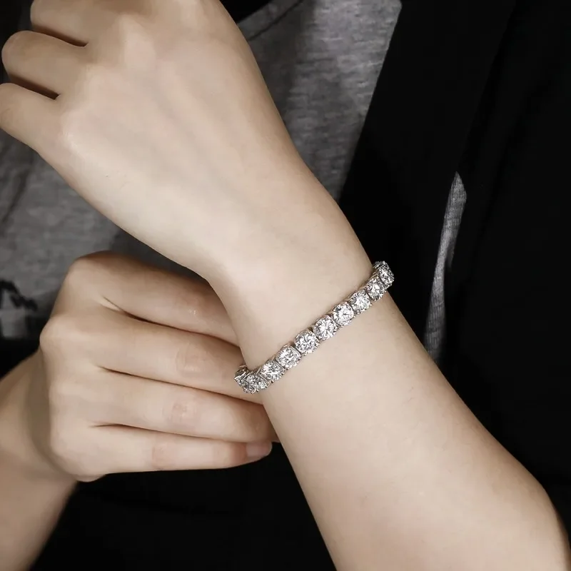 Factory Price D VVS1 Moissanite Tennis Bracelet 925 Sterling Silver Single Row Classics with GRA Bracelets for Women Man Jewelry