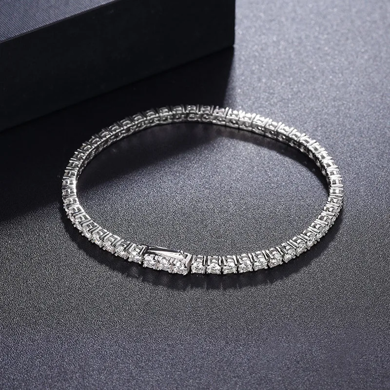 Factory Price D VVS1 Moissanite Tennis Bracelet 925 Sterling Silver Single Row Classics with GRA Bracelets for Women Man Jewelry