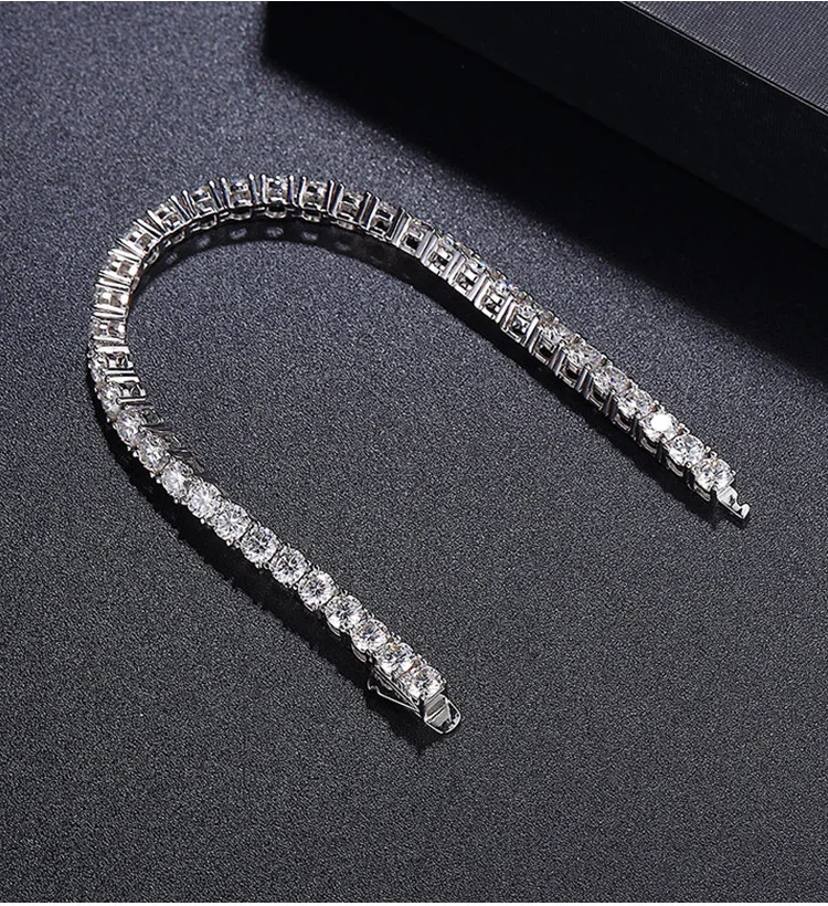 Factory Price D VVS1 Moissanite Tennis Bracelet 925 Sterling Silver Single Row Classics with GRA Bracelets for Women Man Jewelry