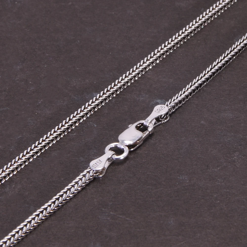 Pure Silver Jewelry Wholesale S925 Pure Silver Fox Tail Sweater Chain For Men And Women Vintage Style Thick Chain 3.0mm Necklace