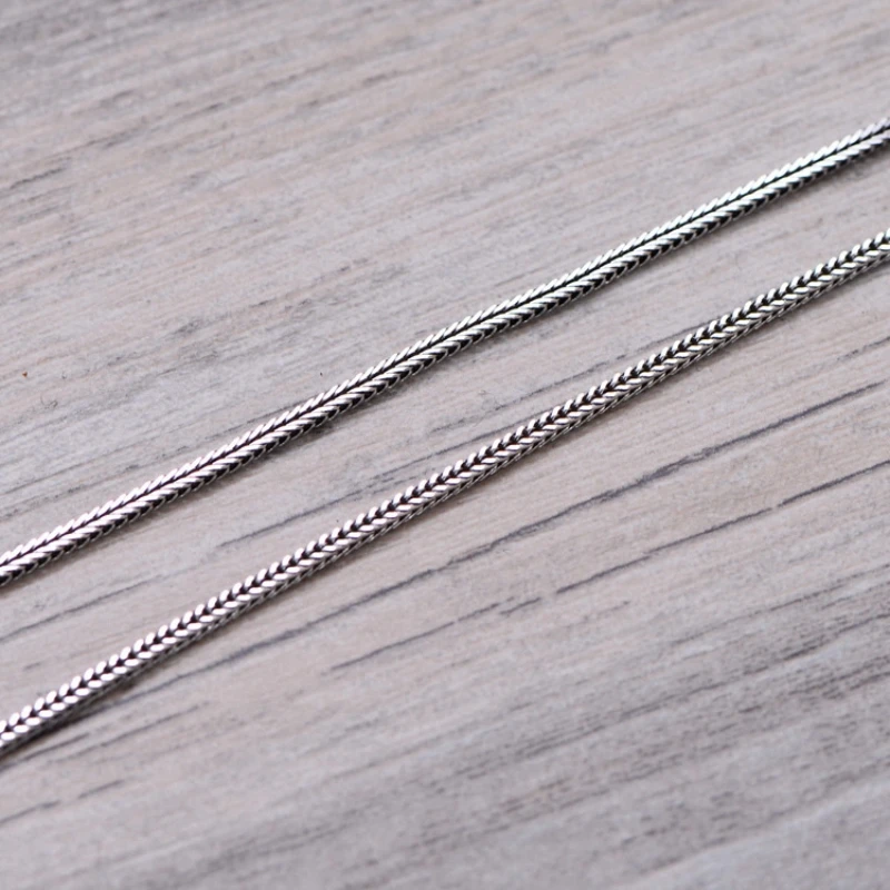 Pure Silver Jewelry Wholesale S925 Pure Silver Fox Tail Sweater Chain For Men And Women Vintage Style Thick Chain 3.0mm Necklace