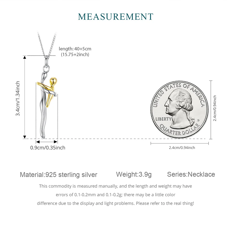 WOSTU Real 925 Sterling Silver Hug Embrace Pendant Necklace Silver Gold Two-tone Mom & Child Pendant Family Gift  Mom Jewelry