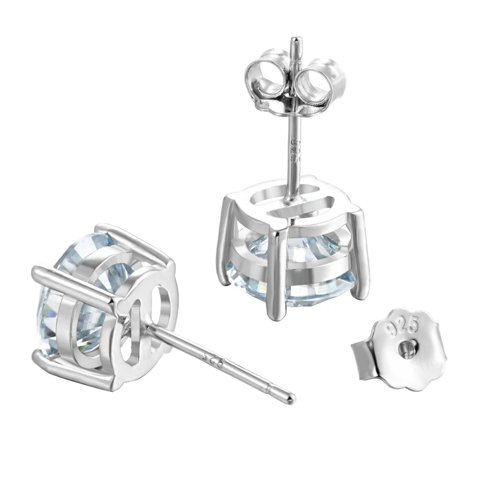 URMYLADY 2 Carat 8.0mm D Color Moissanite Stud Earrings For Women Top Quality 100% 925 Sterling Silver Sparkling Wedding Jewelry