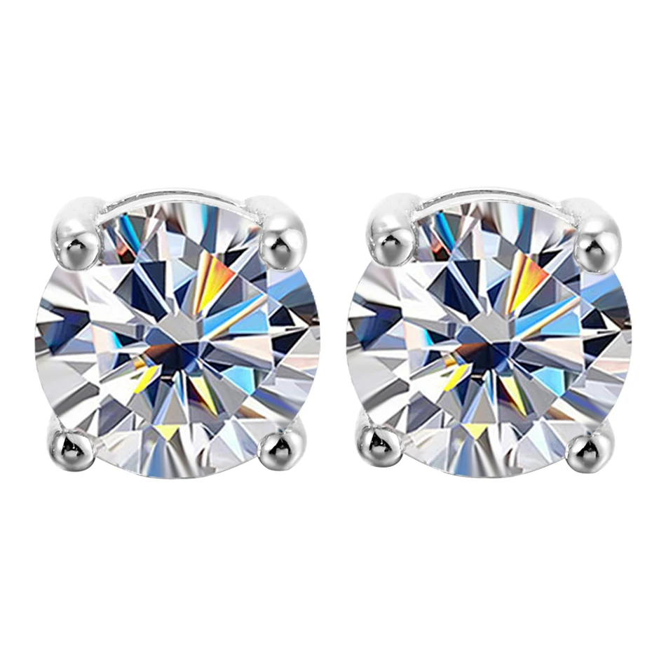 URMYLADY 2 Carat 8.0mm D Color Moissanite Stud Earrings For Women Top Quality 100% 925 Sterling Silver Sparkling Wedding Jewelry