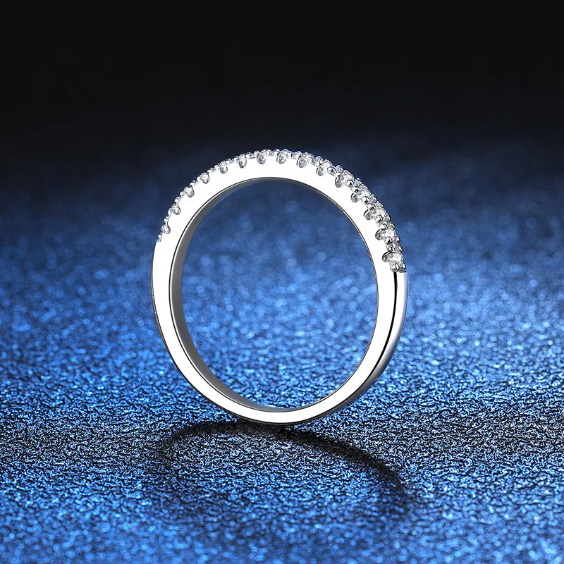 1.0mm-3.5mm Round Brilliant Cut Moissanite Wedding Rings Half Eternity Band 925 Silver Lab Diamond Wedding Ring With Certificate 1.0mm-3.5mm Round Brilliant Cut Moissanite Wedding Rings Half Eternity Band 925 Silver Lab Diamond Wedding Ring With Certificate