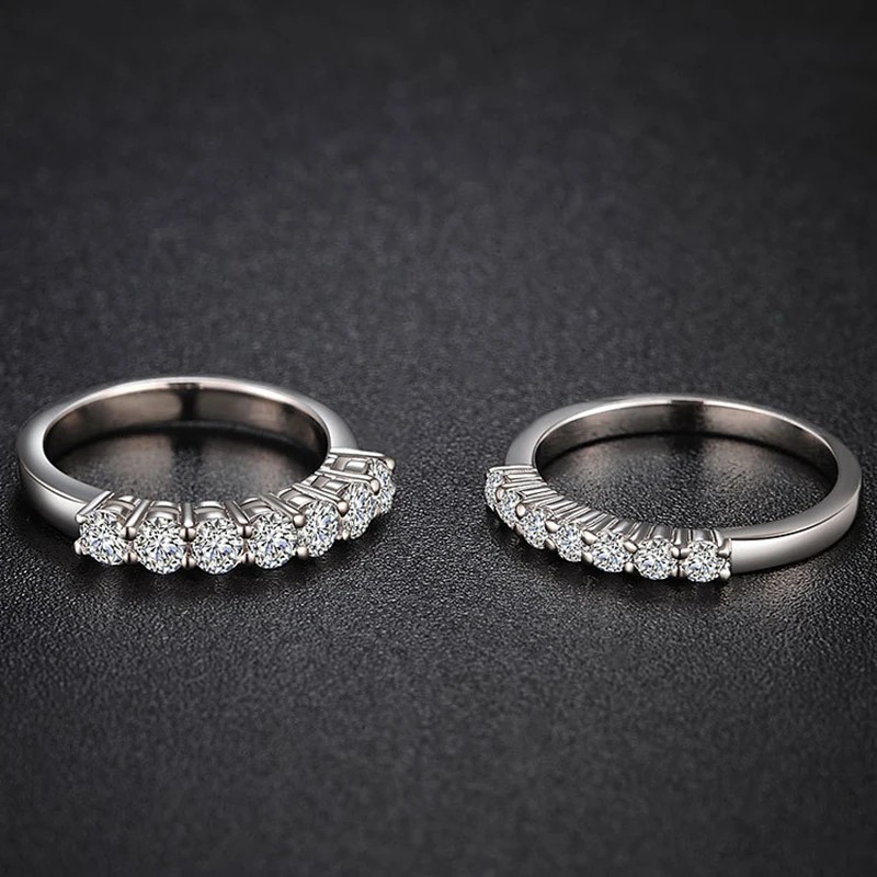 1.0mm-3.5mm Round Brilliant Cut Moissanite Wedding Rings Half Eternity Band 925 Silver Lab Diamond Wedding Ring With Certificate 1.0mm-3.5mm Round Brilliant Cut Moissanite Wedding Rings Half Eternity Band 925 Silver Lab Diamond Wedding Ring With Certificate