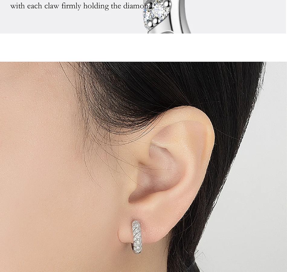 PERFANY All Moissanite Hoop Earrings Women S925 Pure Silver Laboratory Diamond Fashion Wedding Party Jewelry PERFANY All Moissanite Hoop Earrings Women S925 Pure Silver Laboratory Diamond Fashion Wedding Party Jewelry