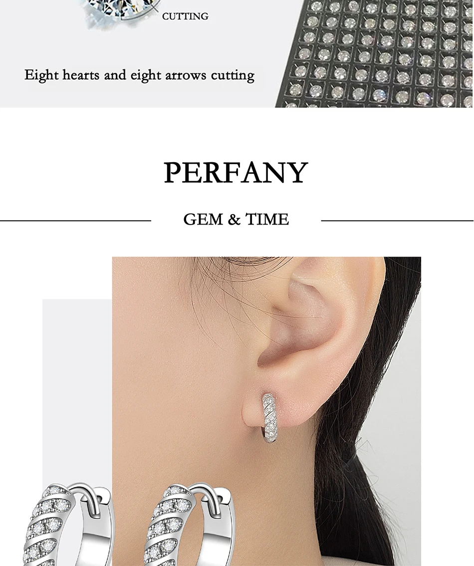 PERFANY All Moissanite Hoop Earrings Women S925 Pure Silver Laboratory Diamond Fashion Wedding Party Jewelry PERFANY All Moissanite Hoop Earrings Women S925 Pure Silver Laboratory Diamond Fashion Wedding Party Jewelry