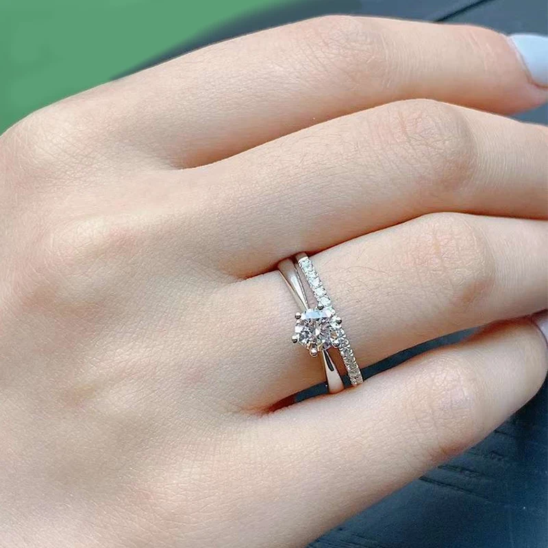 NeeTim 0.5-5ct Moissanite Ring For Women 925 Sterling Silver with White Gold Plated Lab Diamond Engagement Wedding Band Jewelry