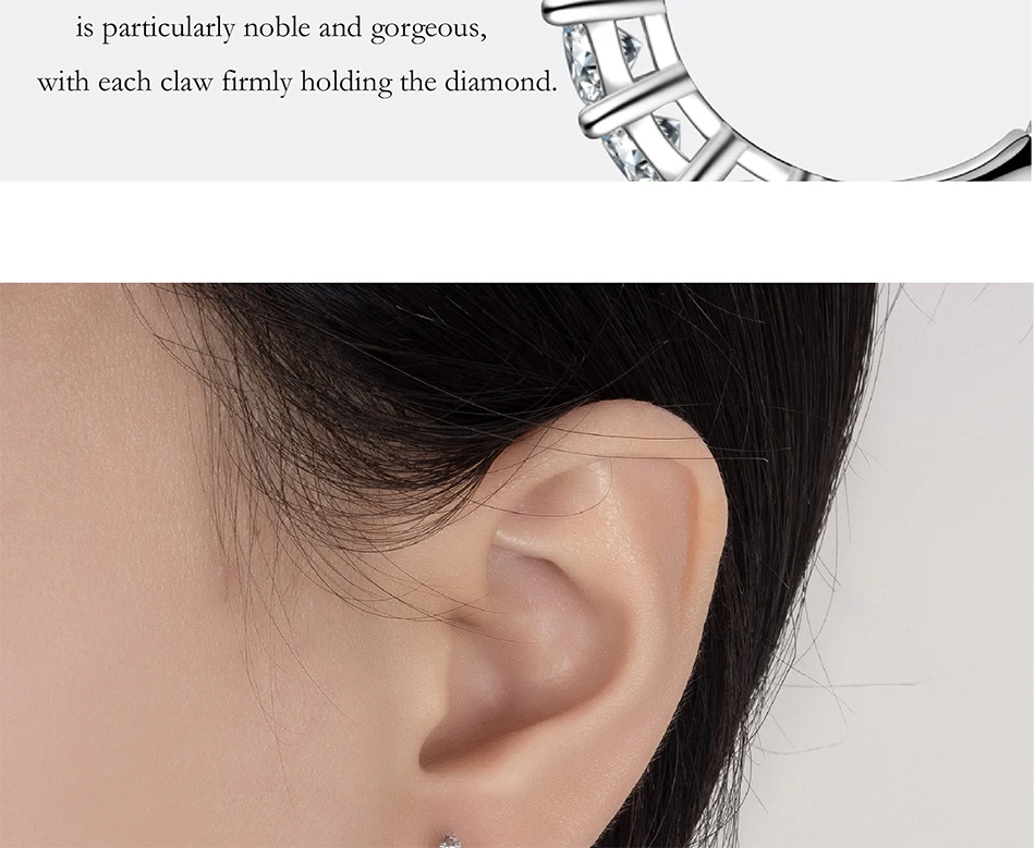 PERFANY 1.8CT All Moissanite Earrings for Women S925 Pure Silver GRA Certified Diamond Temperament Fashion Wedding Party Jewelry