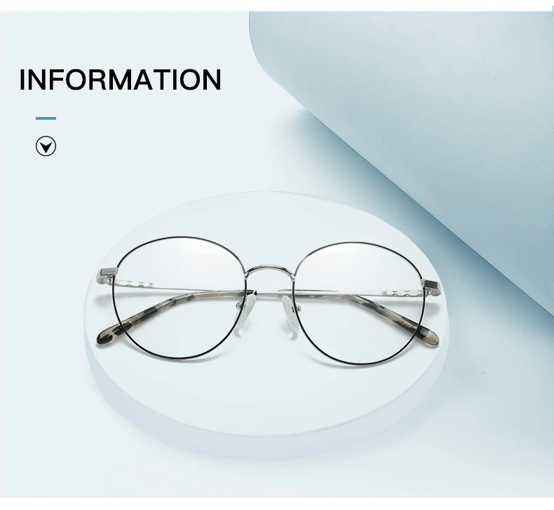 ZENOTTIC Occhiali da vista rotondi da donna in titanio puro Occhiali da vista personalizzati anti-blu-ray fotocromatici miopia/ipermetropia