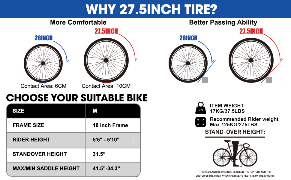 Hiland Mountain Bike in alluminio a 21 velocità, freni a disco idraulici, forcella con sospensione bloccabile, ruota da 27,5 pollici, bici da uomo