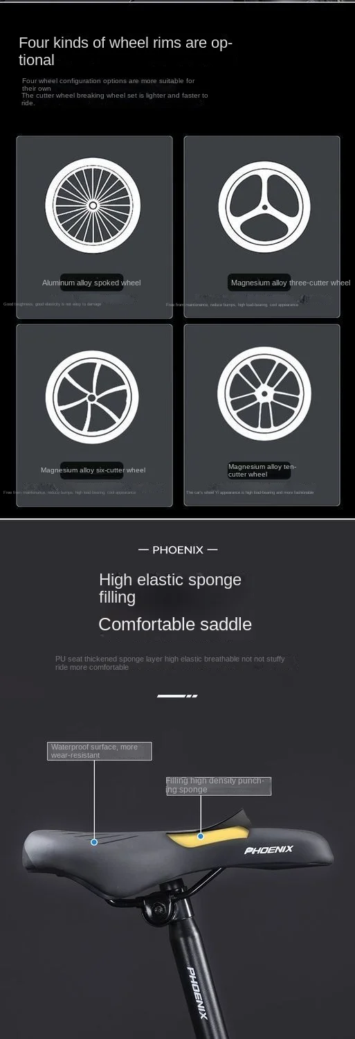 Phoenix Brand Folding Bicycle Adult Variable Speed Student Off-road Dual Shock Absorption 26 Inch Mountain Men's Women's Race