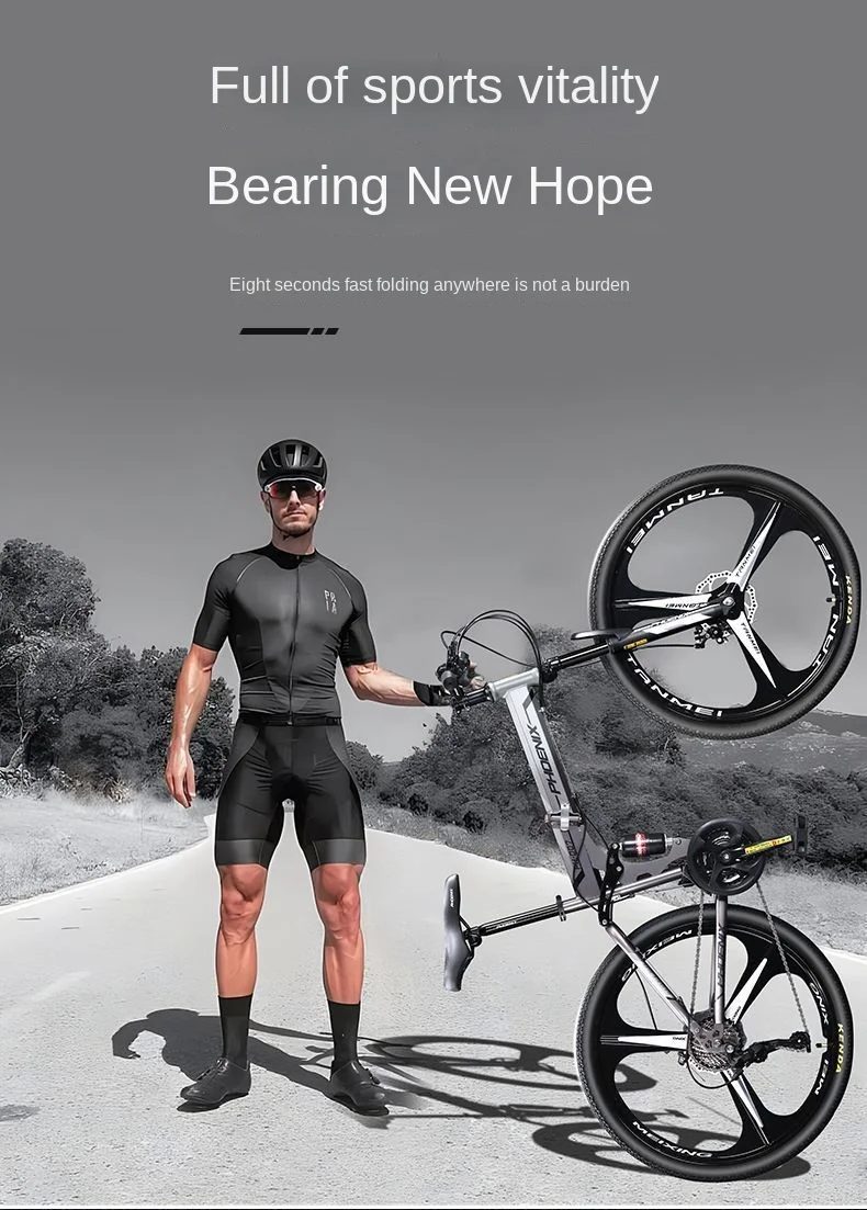 Phoenix Brand Folding Bicycle Adult Variable Speed Student Off-road Dual Shock Absorption 26 Inch Mountain Men's Women's Race