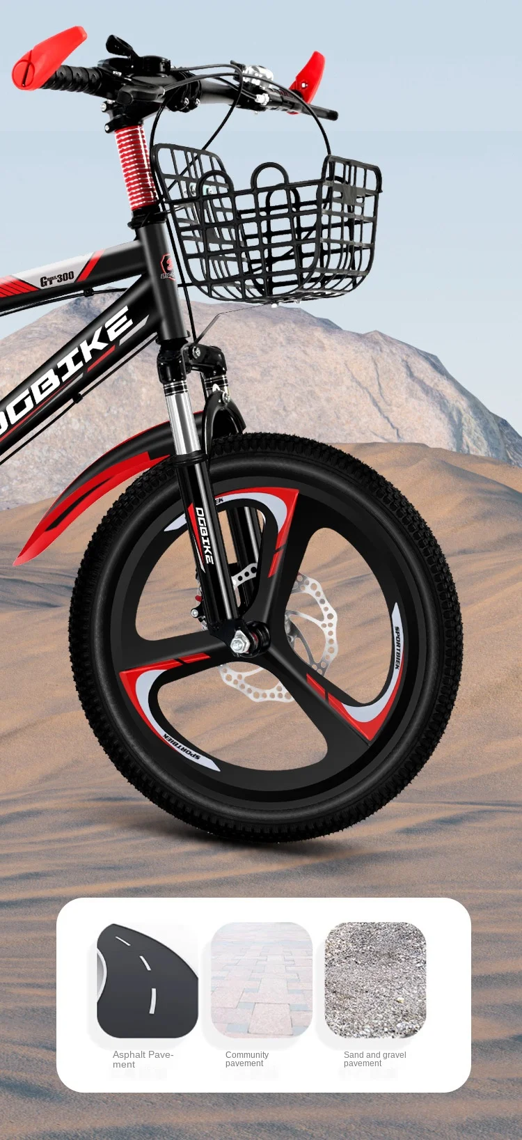 Selfree Bicicletta per bambini a una ruota Bicicletta da montagna a velocità variabile Bicicletta da esterno per studenti di 6-12 anni Velocità variabile a 7 velocità