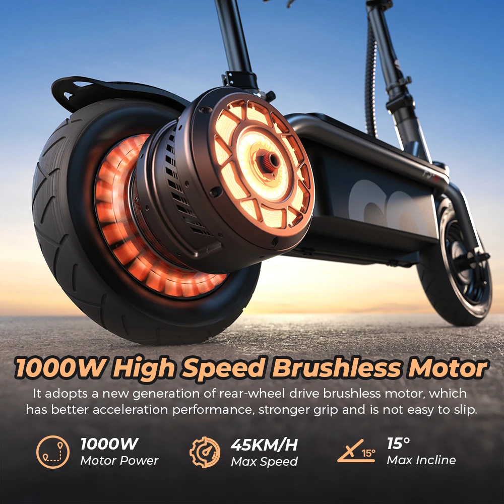 iScooter-F3 Bici Elettrica Pieghevole - Motore 1000W - Batteria 48V 13Ah - Pneumatici 10'' - Sedile e Cestino Portaoggetti - Bicicletta Elettrica Leggera