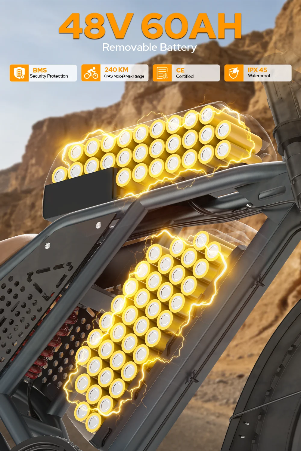 DEEPOWER S8 Bici elettrica 3500W Doppio motore 48V 60Ah Doppia batteria Bicicletta elettrica fuoristrada Pneumatici larghi 20 pollici Ebike per tutti i terreni