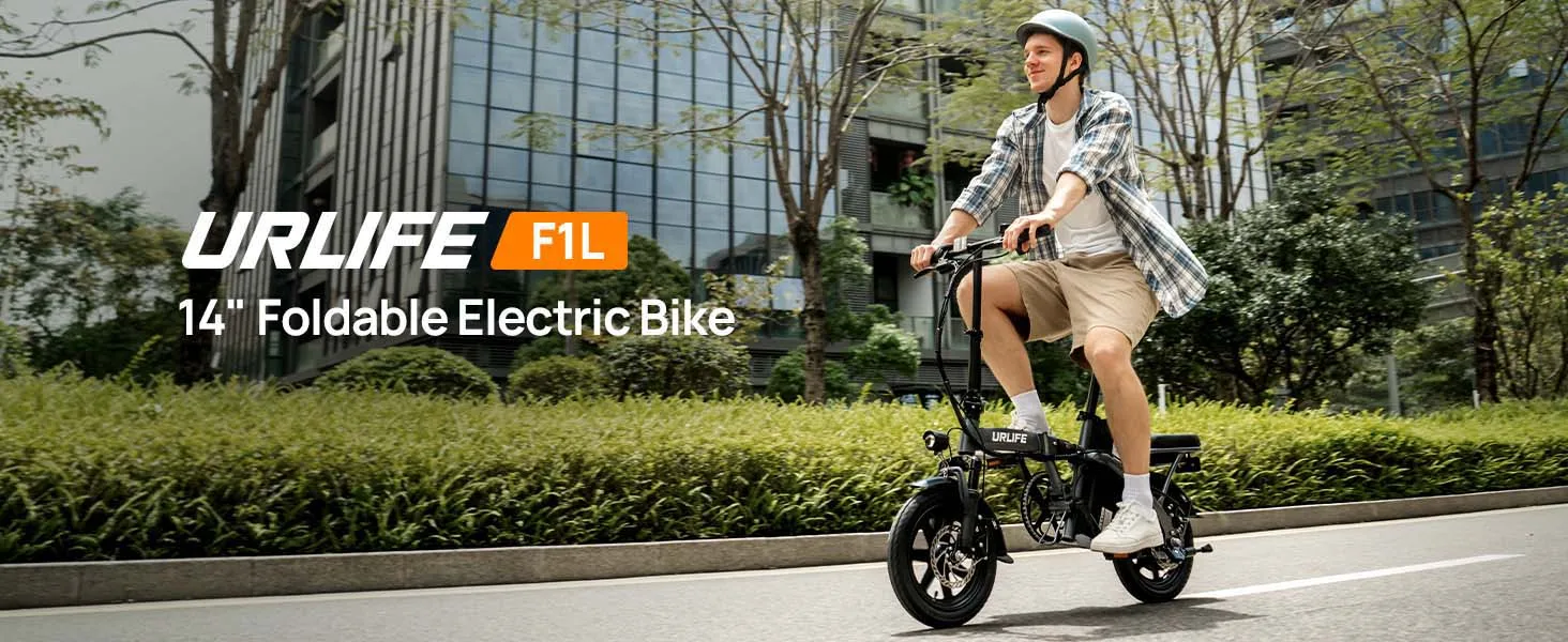 Urlife E-Bike 14 pollici pieghevole 500W 48V 7,5Ah rimovibile e ricarica rapida 40 miglia sospensione anteriore idraulica freni a doppio disco Naviga