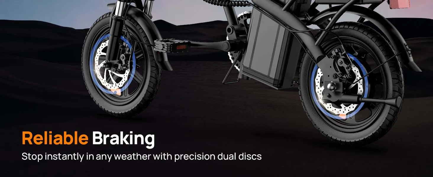 Urlife E-Bike 14 pollici pieghevole 500W 48V 7,5Ah rimovibile e ricarica rapida 40 miglia sospensione anteriore idraulica freni a doppio disco Naviga