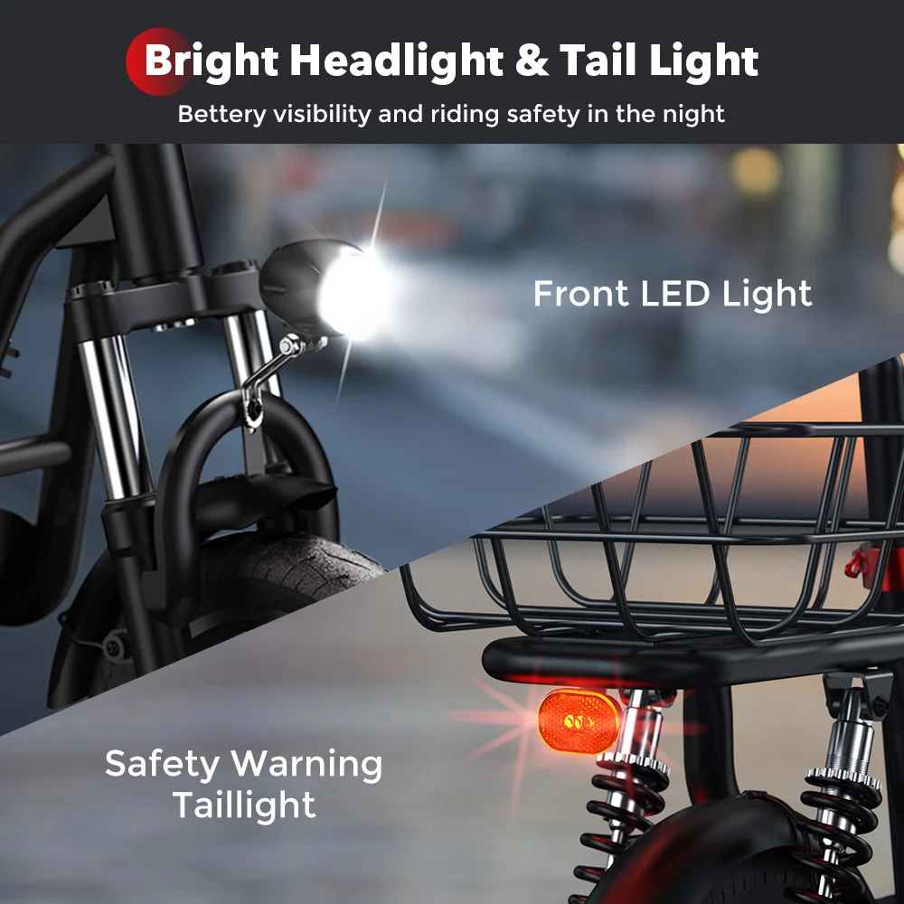 iScooter i12 Bicicletta Elettrica Pieghevole - con pneumatici da 12 pollici - Motore da 500W - Batteria da 36V 7.5Ah - Autonomia di 35 km - E-Bike Leggera