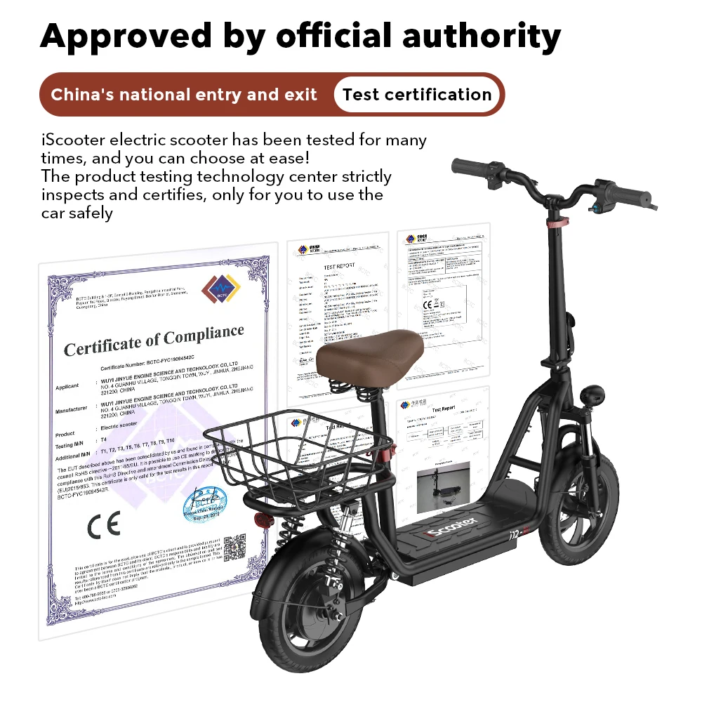iScooter i12 Bicicletta Elettrica Pieghevole - con pneumatici da 12 pollici - Motore da 500W - Batteria da 36V 7.5Ah - Autonomia di 35 km - E-Bike Leggera