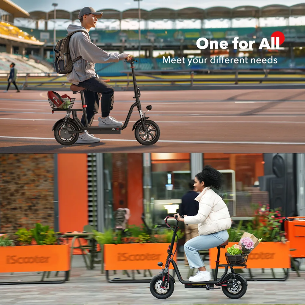 iScooter i12 Bicicletta Elettrica Pieghevole - con pneumatici da 12 pollici - Motore da 500W - Batteria da 36V 7.5Ah - Autonomia di 35 km - E-Bike Leggera