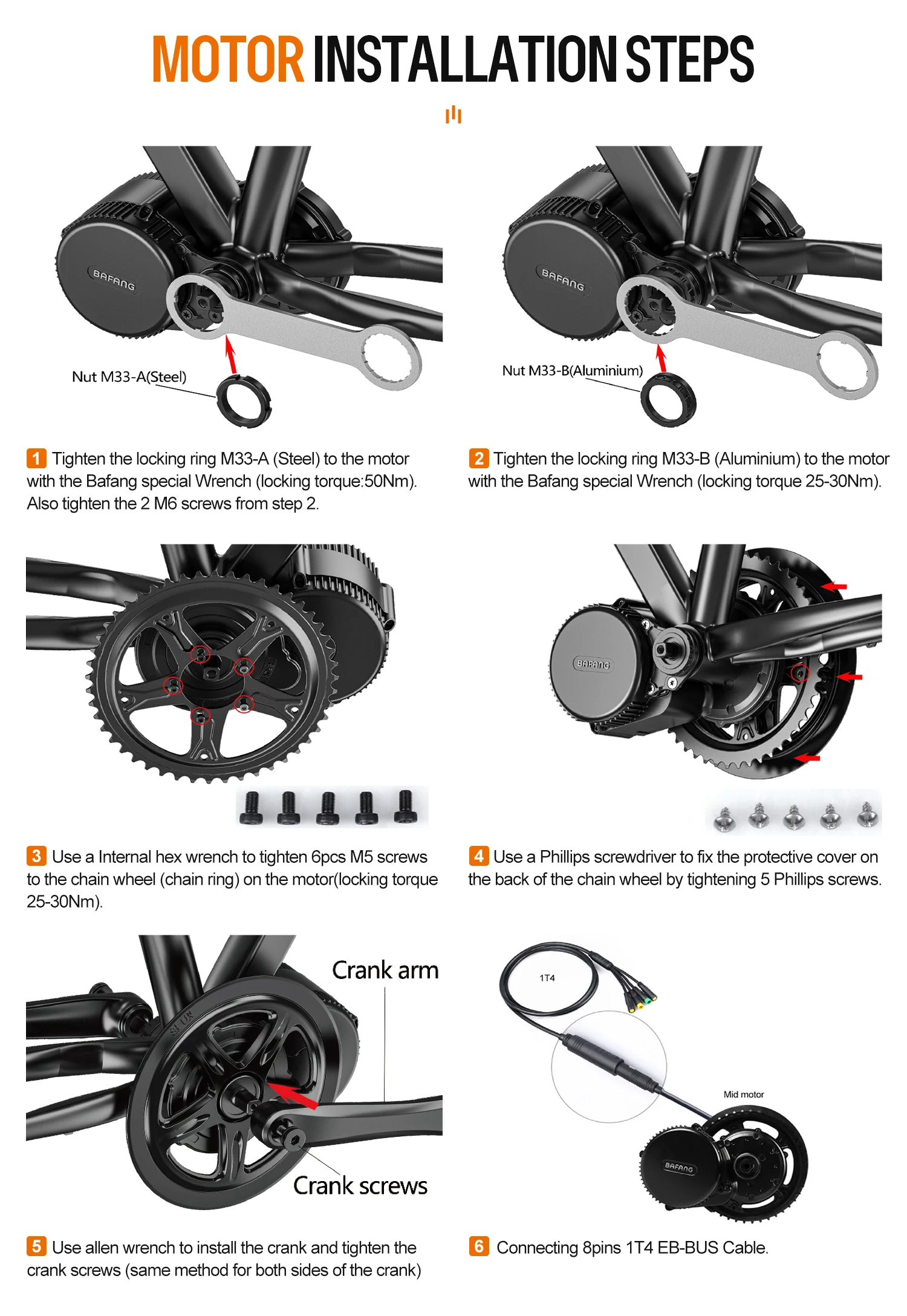 [EU Direct] Kit di conversione bici elettrica BAFANG Mid Drive Motor 1000W 750W 500W 250W 350W BBSHD BBS02B BBS01B M615 M325 M215 con batteria Hailong da 52V 48V 20Ah 16Ah 13Ah per tubo obliquo da 68-73mm 100mm 120mm