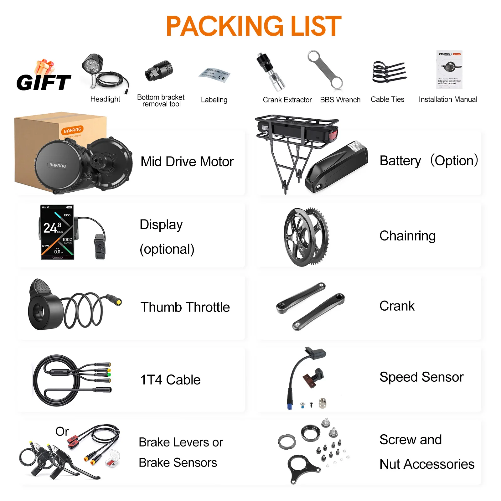 [EU Direct] Kit di conversione bici elettrica BAFANG Mid Drive Motor 1000W 750W 500W 250W 350W BBSHD BBS02B BBS01B M615 M325 M215 con batteria Hailong da 52V 48V 20Ah 16Ah 13Ah per tubo obliquo da 68-73mm 100mm 120mm