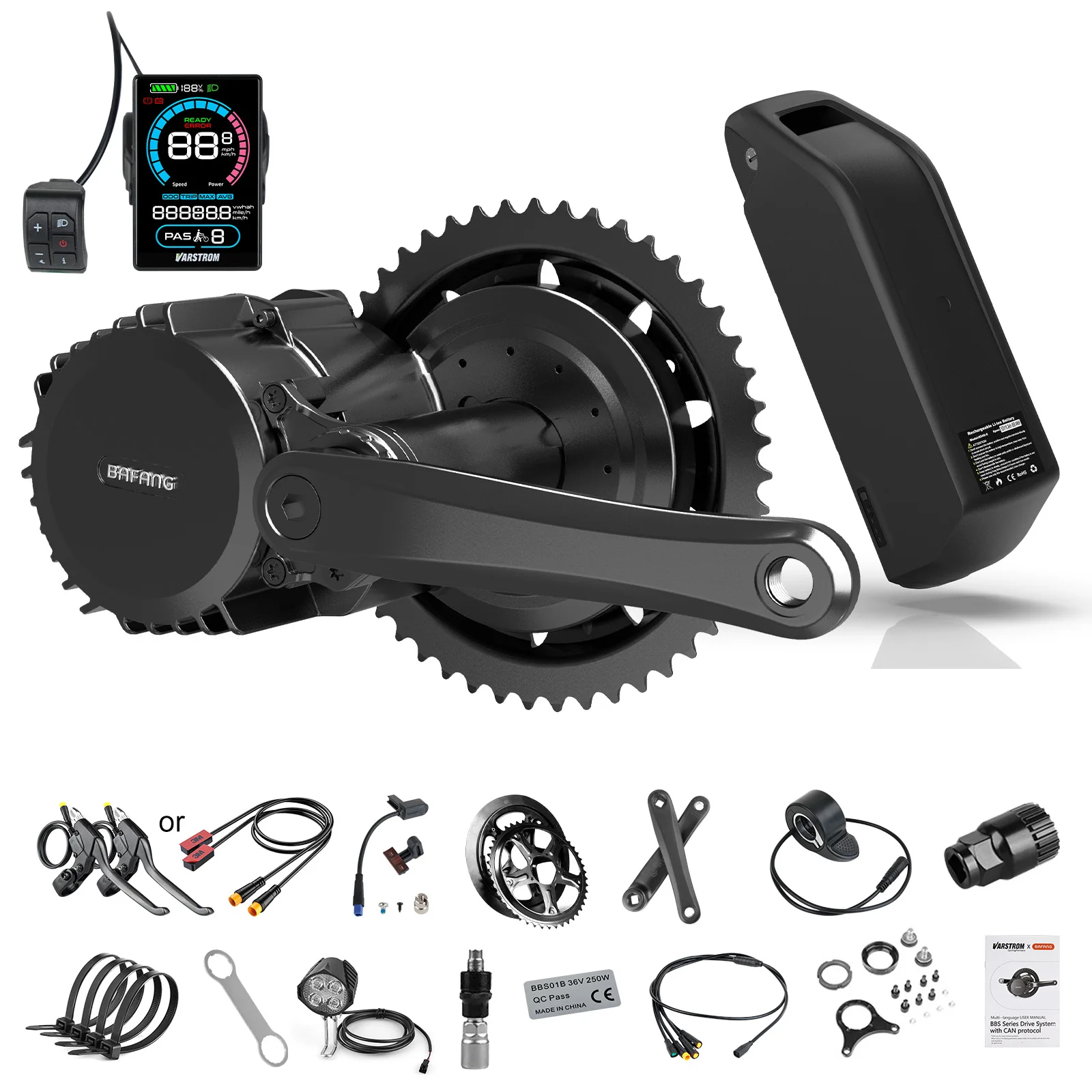 [EU Direct] Kit di conversione bici elettrica BAFANG Mid Drive Motor 1000W 750W 500W 250W 350W BBSHD BBS02B BBS01B M615 M325 M215 con batteria Hailong da 52V 48V 20Ah 16Ah 13Ah per tubo obliquo da 68-73mm 100mm 120mm