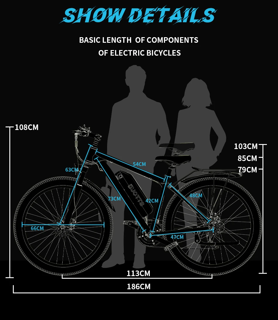 DUOTTS C29 Adluts Bici elettrica 750W Motore 48V15AH Batteria DUOTTS Controllo APP Pneumatici da 29 pollici E-bike 21 Velocità Bici elettrica da città