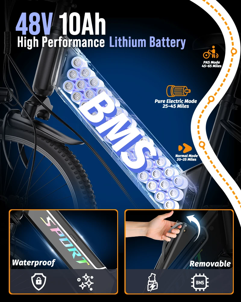 DEEPOWER F26 Bici Elettrica 750W 48V 10AH Batteria Fuoristrada Adulti Pendolarismo Ebike Velocità Massima 35KM/H Motocicletta All-Terrain Ebike