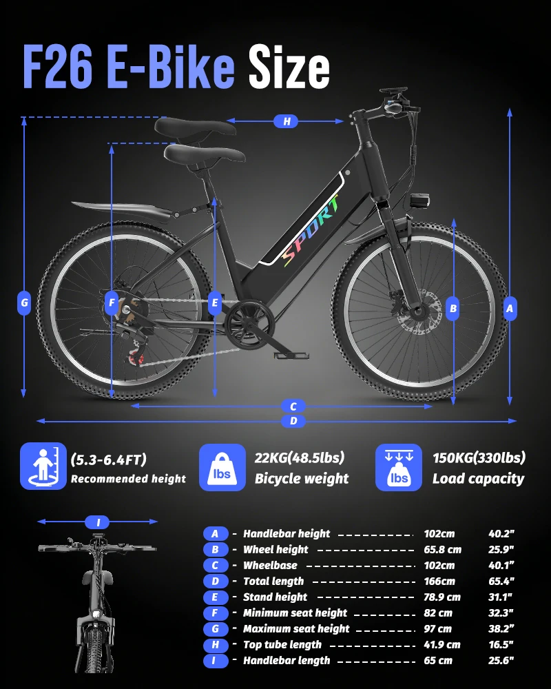 DEEPOWER F26 Bici Elettrica 750W 48V 10AH Batteria Fuoristrada Adulti Pendolarismo Ebike Velocità Massima 35KM/H Motocicletta All-Terrain Ebike