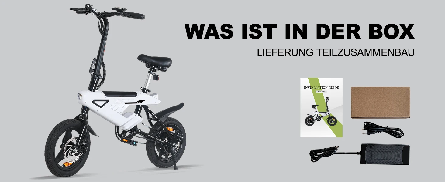 Bicicletta Elettrica E-bike con Ruote da 14 Pollici (Piccole), Batteria 36V 6.4Ah, Display LCD Digitale, Motore 250W e Velocità Fino a 25 km/h