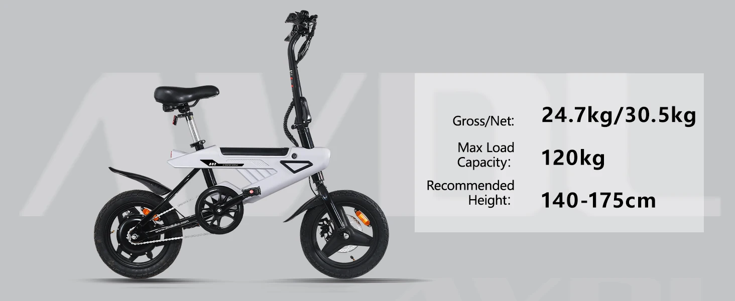 Bicicletta Elettrica E-bike con Ruote da 14 Pollici (Piccole), Batteria 36V 6.4Ah, Display LCD Digitale, Motore 250W e Velocità Fino a 25 km/h