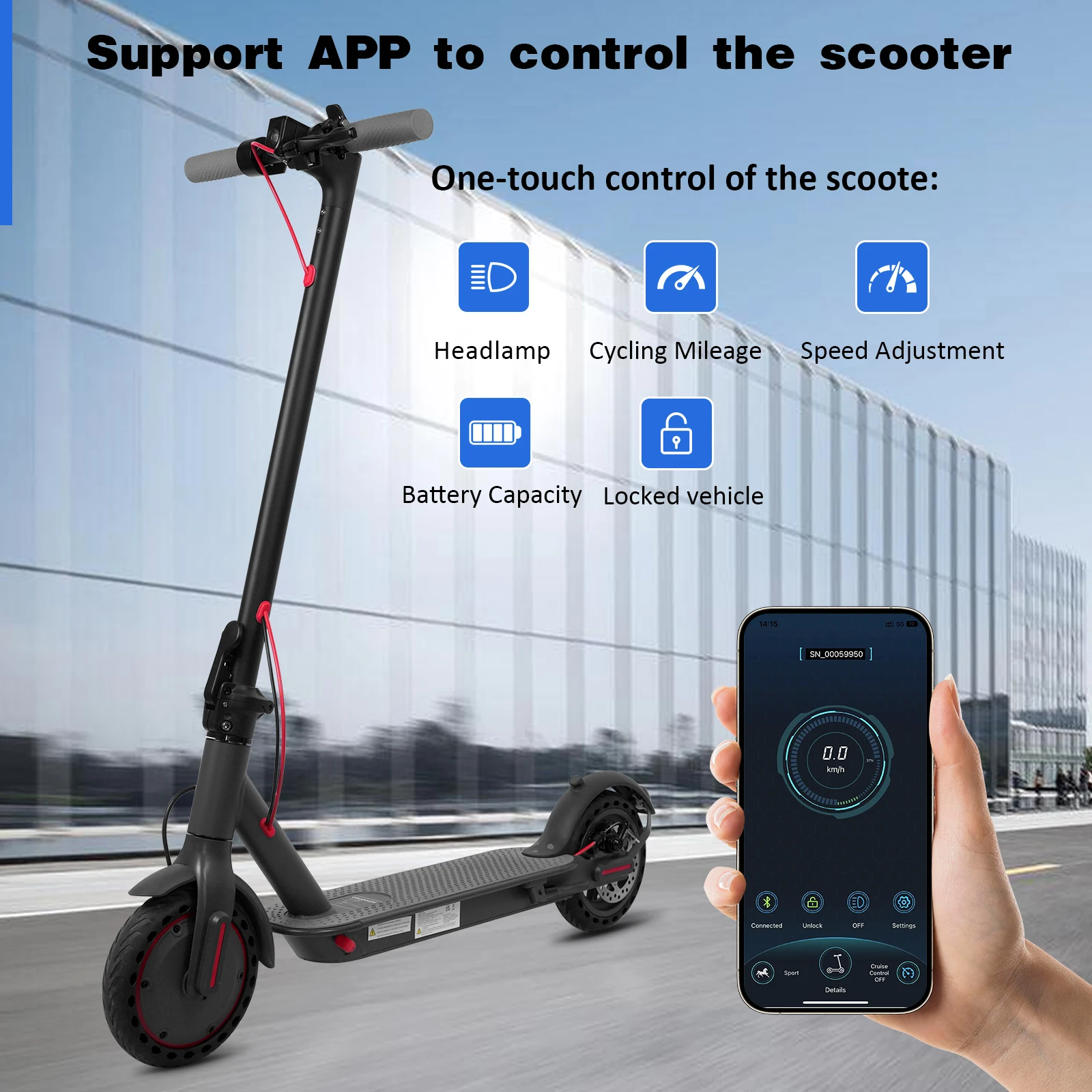 ES80/M365 X1 Scooter Elettrico 36V 10.5Ah 500W Motore 35KM Lungo Raggio 31KM/H 8.5 Pollici Pneumatici Solidi Pieghevole Smart APP EScooter