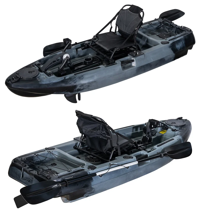Kayak funzionale a pedale per pesca in mare per due persone disponibile con elica Flipper e motore da traina