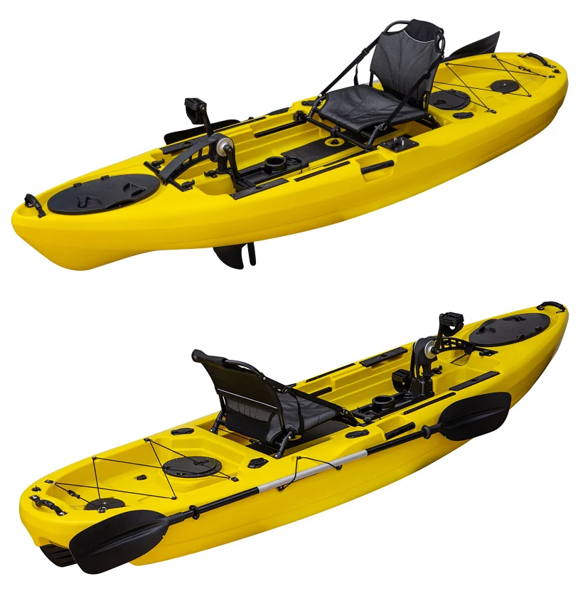 Kayak funzionale a pedale per pesca in mare per due persone disponibile con elica Flipper e motore da traina