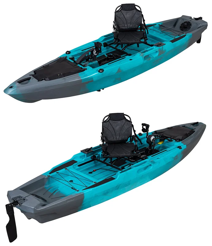 Kayak funzionale a pedale per pesca in mare per due persone disponibile con elica Flipper e motore da traina