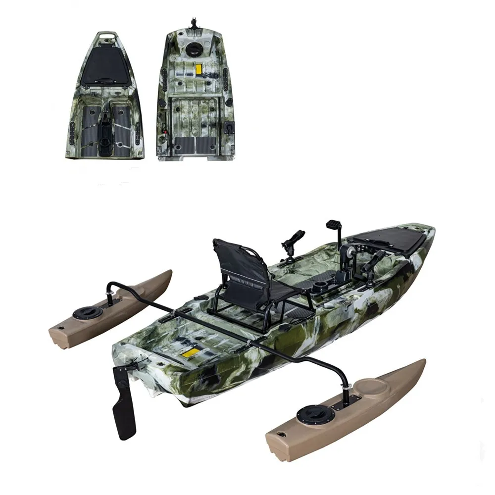 Kayak funzionale a pedale per pesca in mare per due persone disponibile con elica Flipper e motore da traina