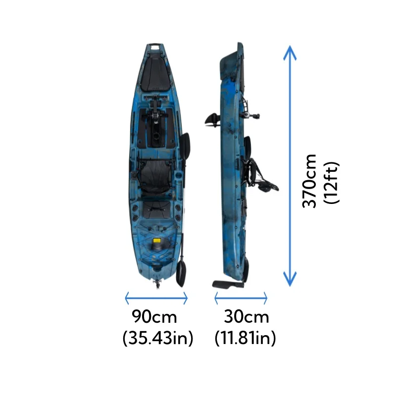 Kayak funzionale a pedale per pesca in mare per due persone disponibile con elica Flipper e motore da traina