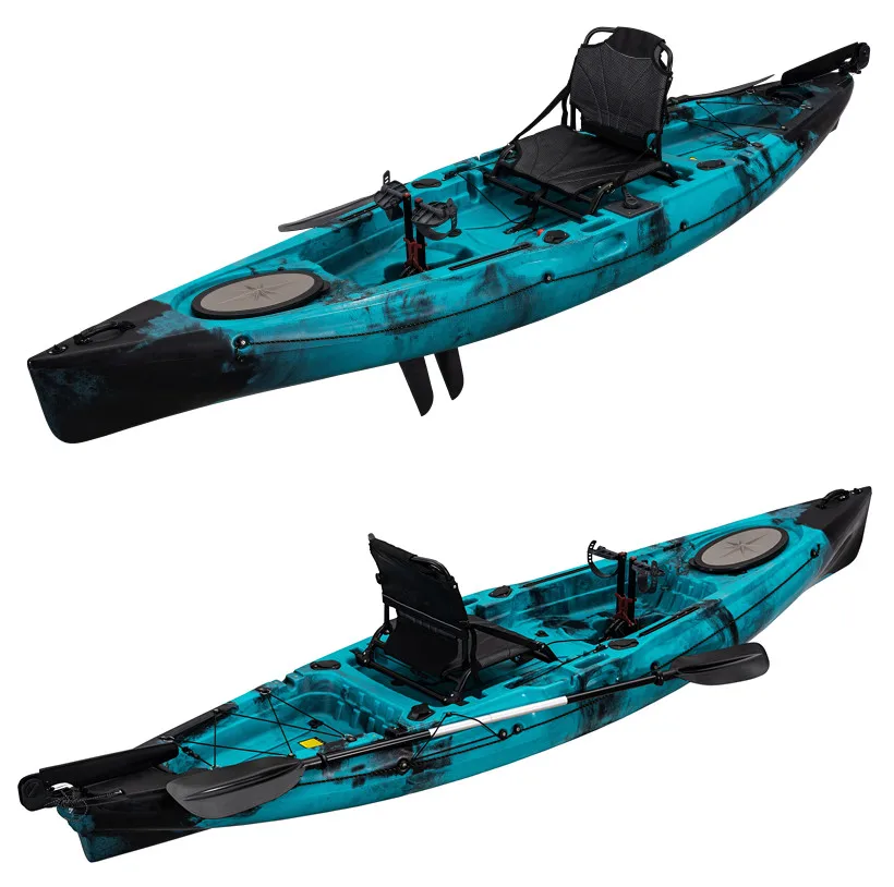 Kayak funzionale a pedale per pesca in mare per due persone disponibile con elica Flipper e motore da traina