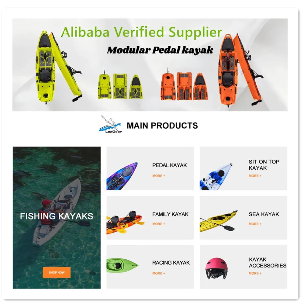 Kayak funzionale a pedale per pesca in mare per due persone disponibile con elica Flipper e motore da traina