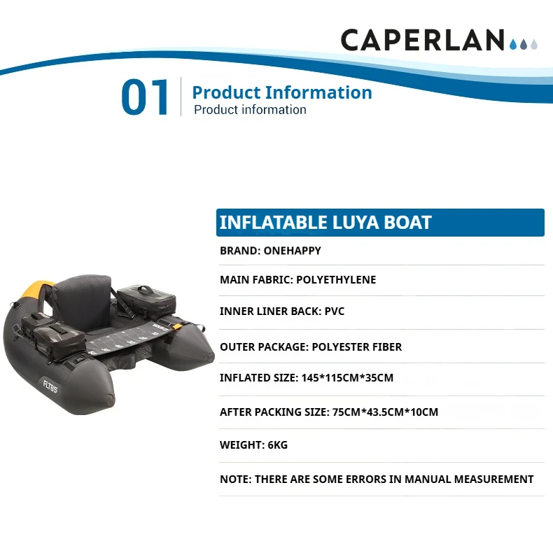 Barca galleggiante con esca singola in PE da 6 kg, kayak da pesca gonfiabile con doppi camere d'aria, zattera pontone pieghevole antiforatura per la pesca con l'amo