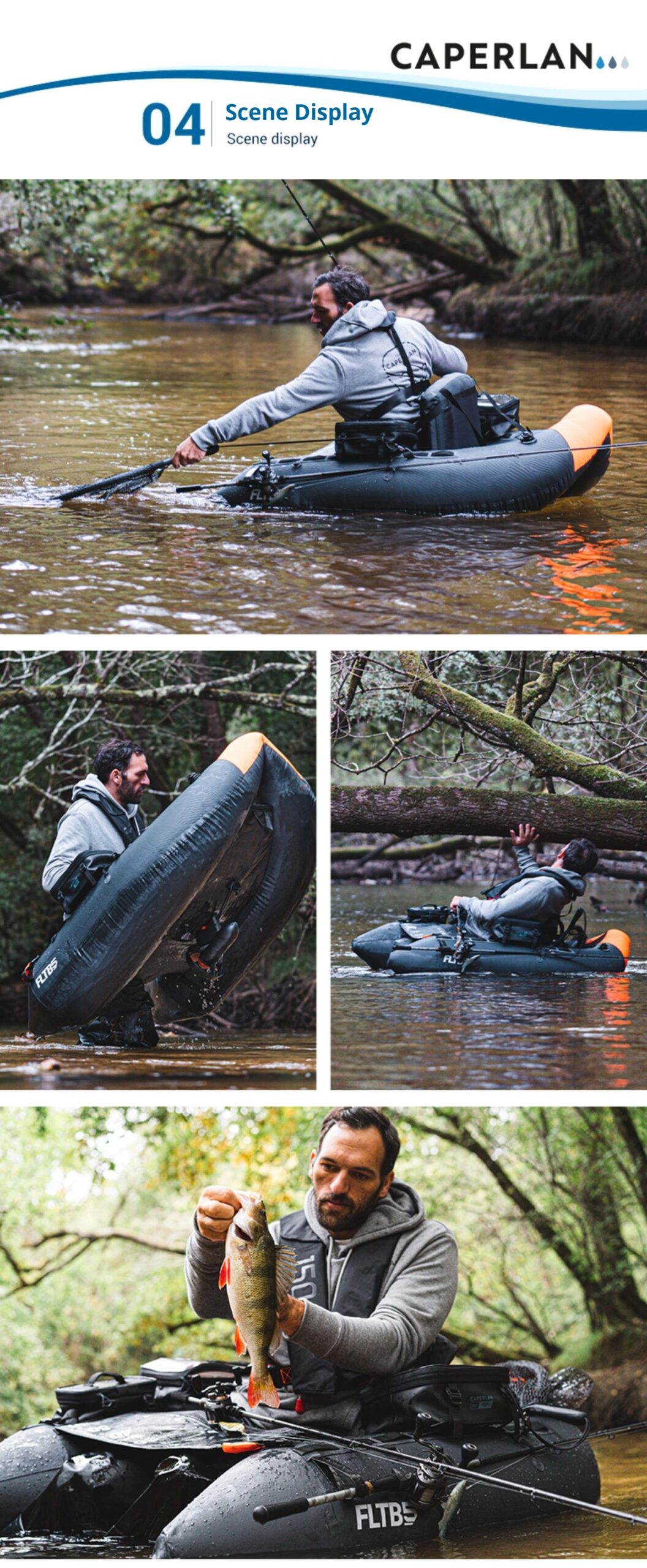 Barca galleggiante con esca singola in PE da 6 kg, kayak da pesca gonfiabile con doppi camere d'aria, zattera pontone pieghevole antiforatura per la pesca con l'amo