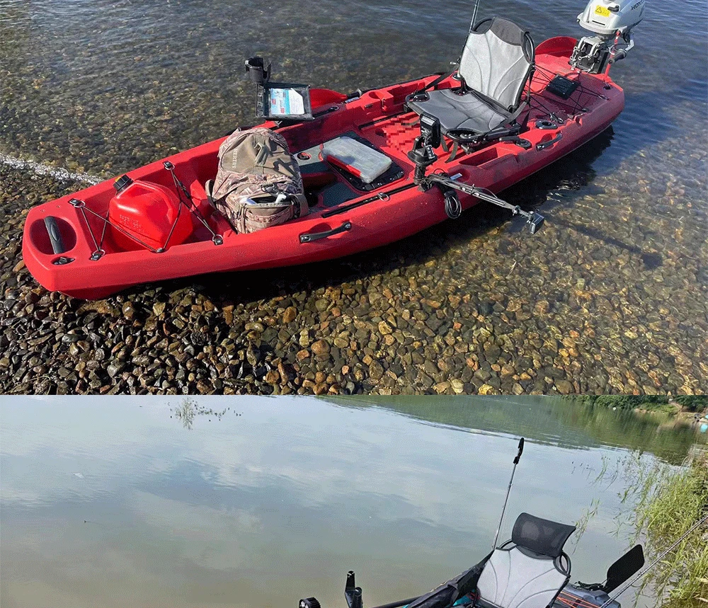 LLDPE Kayak modulare con motore Canoa per barca da pesca con sedile e pagaia Zattera montata portatile per la pesca all'aperto alla deriva