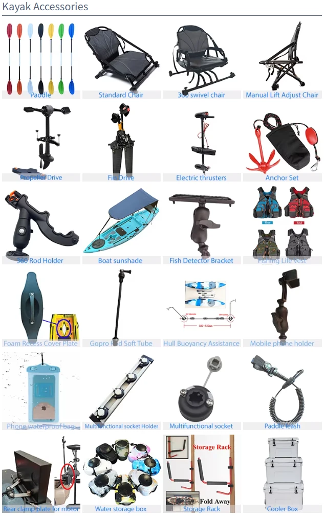 LLDPE Kayak modulare con motore Canoa per barca da pesca con sedile e pagaia Zattera montata portatile per la pesca all'aperto alla deriva