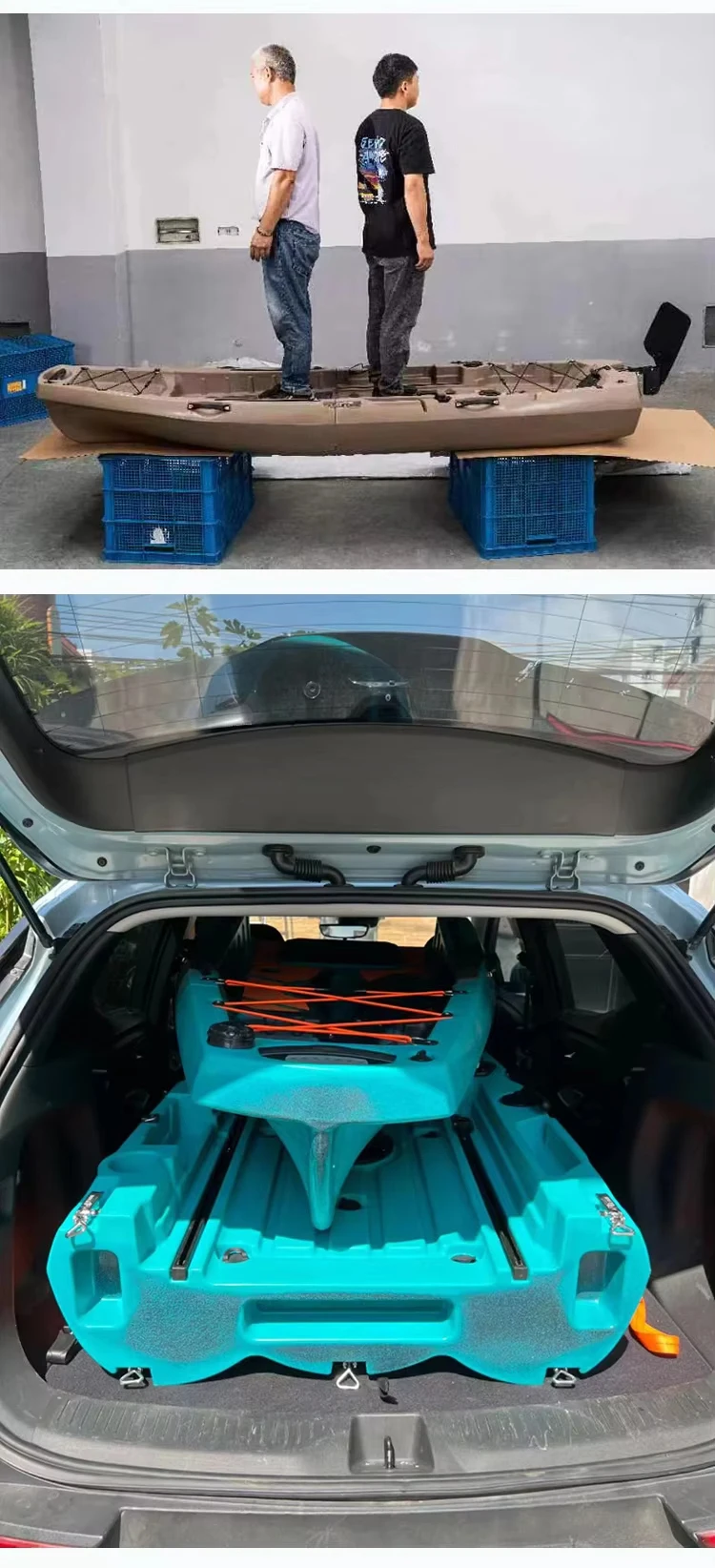 LLDPE Kayak modulare con motore Canoa per barca da pesca con sedile e pagaia Zattera montata portatile per la pesca all'aperto alla deriva