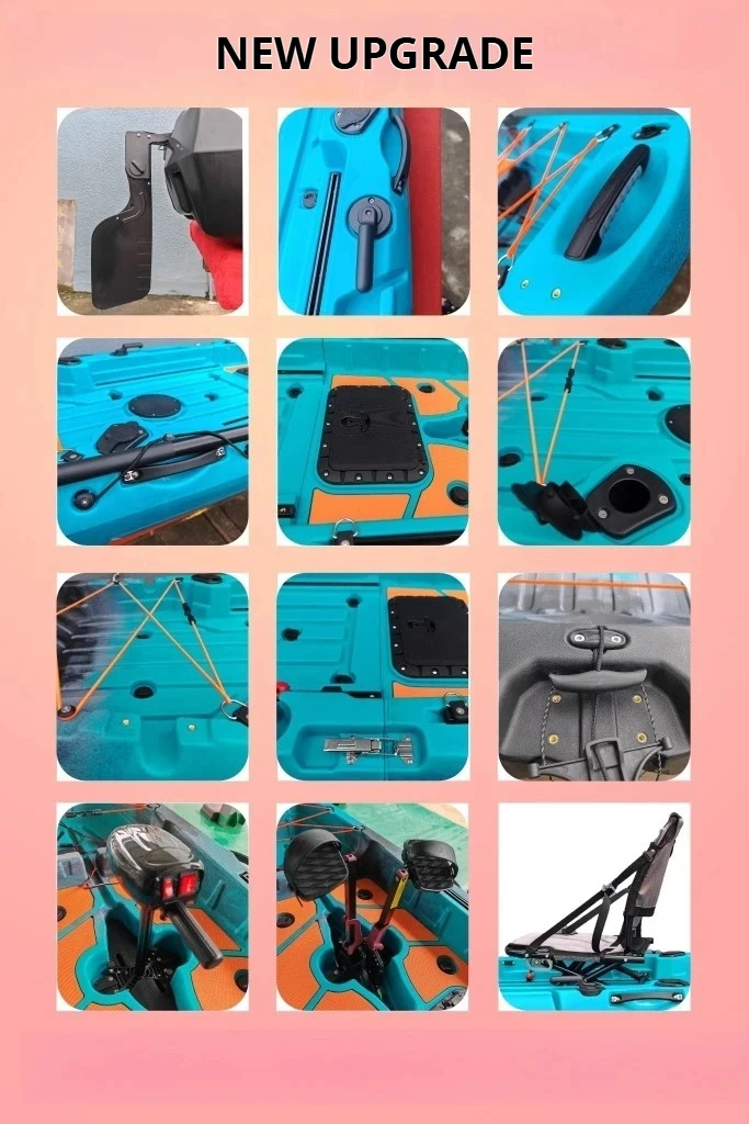 LLDPE Kayak modulare con motore Canoa per barca da pesca con sedile e pagaia Zattera montata portatile per la pesca all'aperto alla deriva
