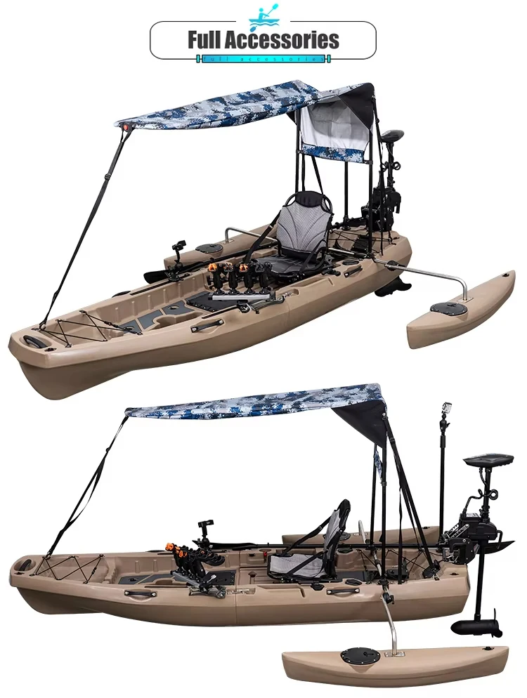LLDPE Kayak modulare con motore Canoa per barca da pesca con sedile e pagaia Zattera montata portatile per la pesca all'aperto alla deriva